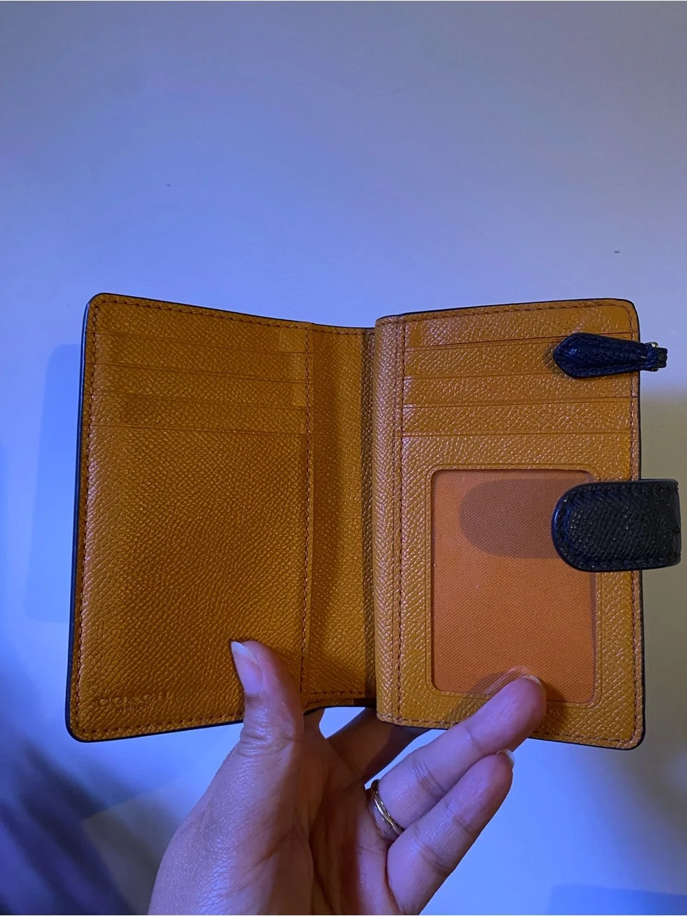 Coach Two-Tone Black and Green Leather Wallet